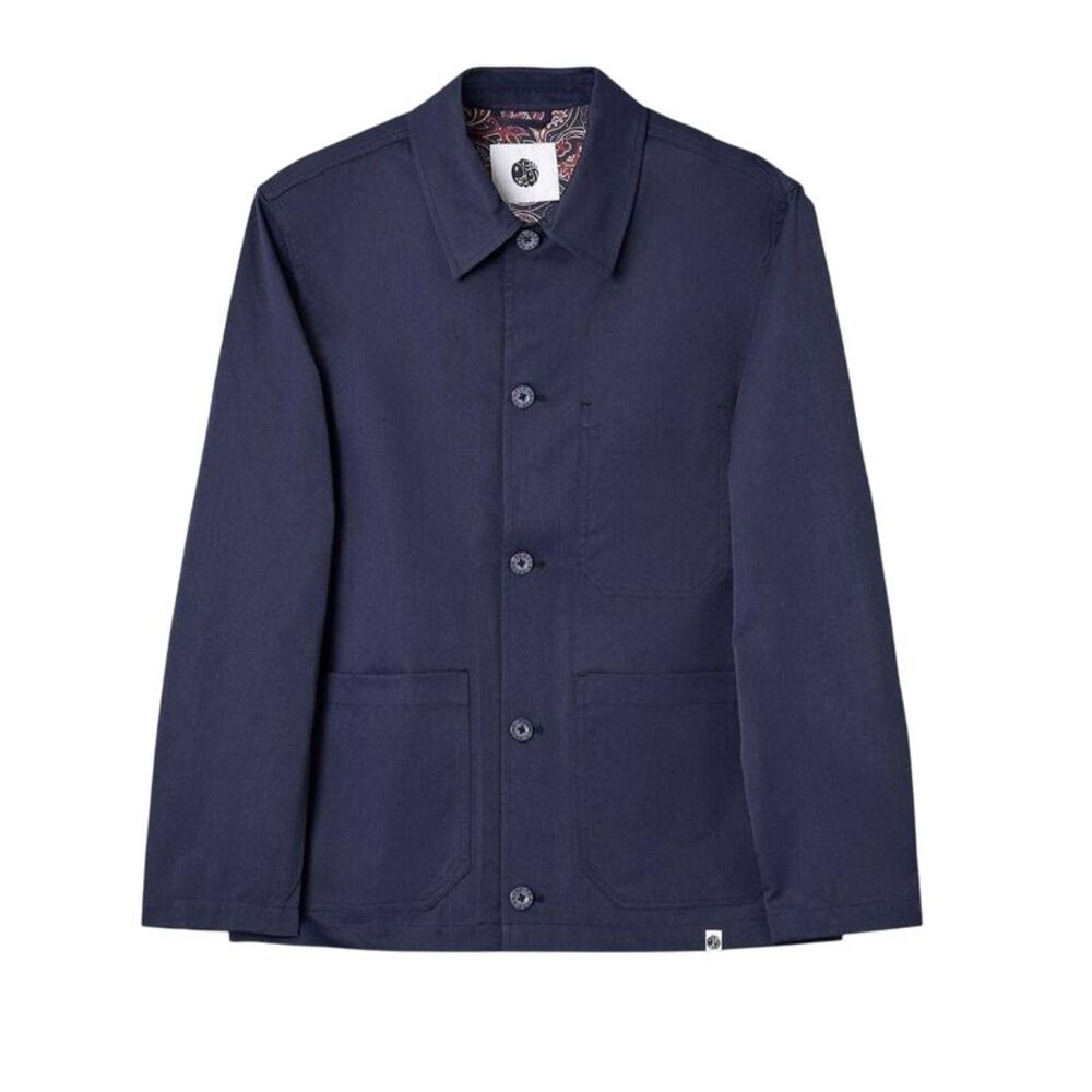Pretty Green Mens Patterned Front Pocket Overshirt / Navy